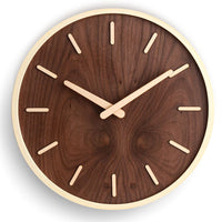 Walnut Houten Wandklok Minimalistisch Stil Modern