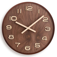 Walnut Houten Wandklok Minimalistisch Stil Modern