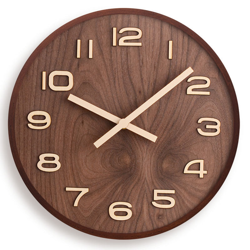Walnut Houten Wandklok Minimalistisch Stil Modern