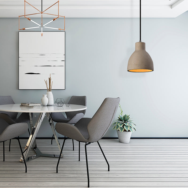 6.5"/8.5"/10.5" Dia Schuur/Cilinder/Dome Cement Hanglamp Industriële 1 Licht Eetkamertafel Plafondlamp met Verstelbare Kabel in Grijs