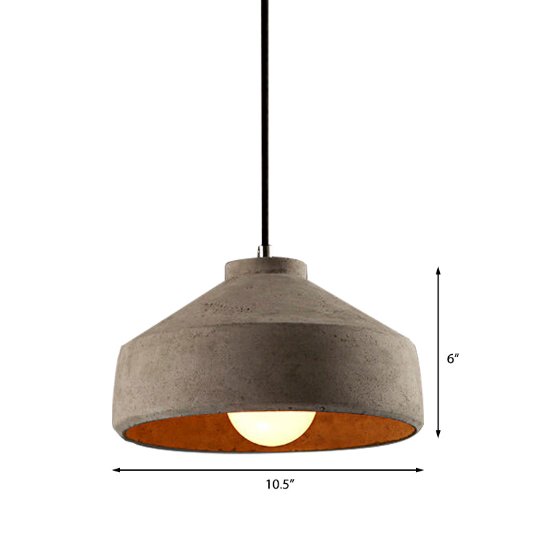 6.5"/8.5"/10.5" Dia Schuur/Cilinder/Dome Cement Hanglamp Industriële 1 Licht Eetkamertafel Plafondlamp met Verstelbare Kabel in Grijs