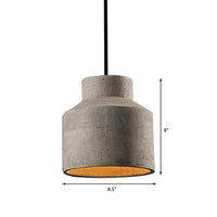 6.5"/8.5"/10.5" Dia Schuur/Cilinder/Dome Cement Hanglamp Industriële 1 Licht Eetkamertafel Plafondlamp met Verstelbare Kabel in Grijs