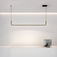Eenvoudige LED Multi Plafondlamp met Metalen Kap Zwart/Goud Lineaire Hanglamp in Warm/Wit Licht, 35.5"/47" Lang