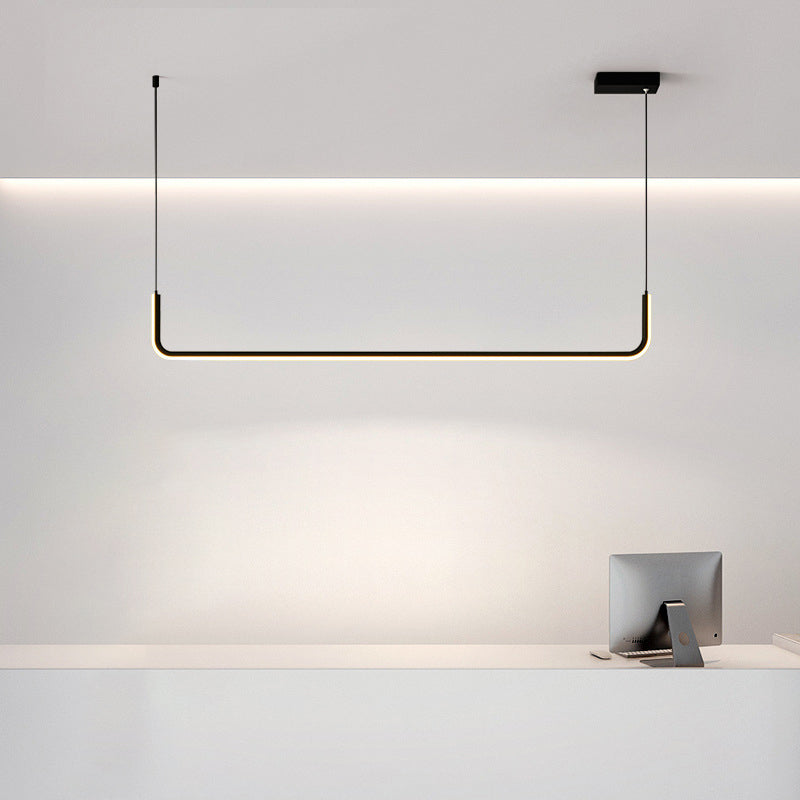 Eenvoudige LED Multi Plafondlamp met Metalen Kap Zwart/Goud Lineaire Hanglamp in Warm/Wit Licht, 35.5"/47" Lang
