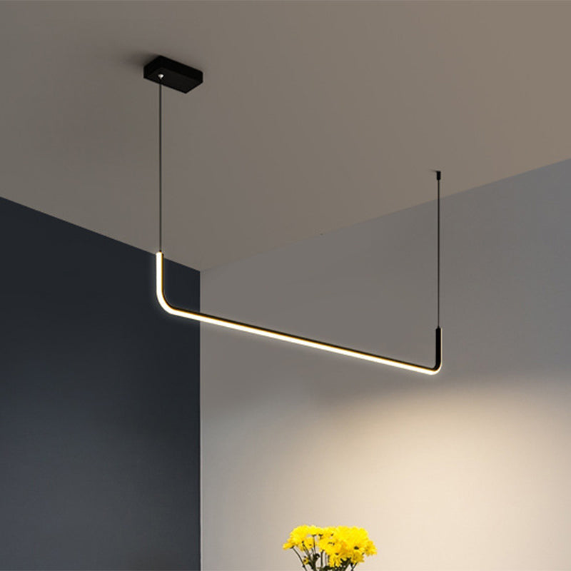 Eenvoudige LED Multi Plafondlamp met Metalen Kap Zwart/Goud Lineaire Hanglamp in Warm/Wit Licht, 35.5"/47" Lang