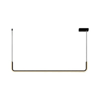 Eenvoudige LED Multi Plafondlamp met Metalen Kap Zwart/Goud Lineaire Hanglamp in Warm/Wit Licht, 35.5"/47" Lang