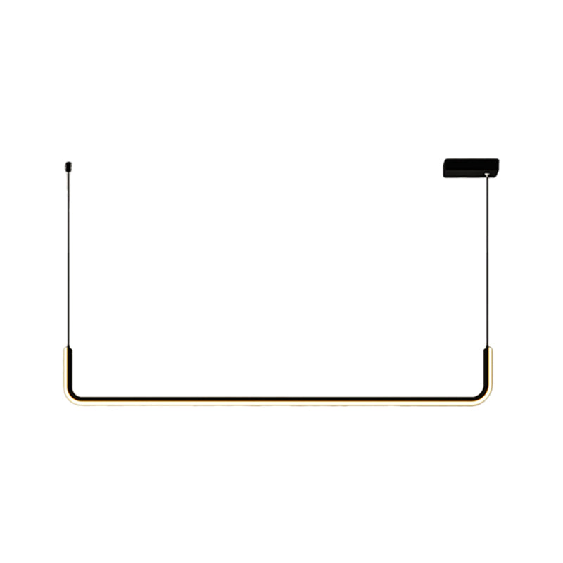 Eenvoudige LED Multi Plafondlamp met Metalen Kap Zwart/Goud Lineaire Hanglamp in Warm/Wit Licht, 35.5"/47" Lang