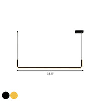 Eenvoudige LED Multi Plafondlamp met Metalen Kap Zwart/Goud Lineaire Hanglamp in Warm/Wit Licht, 35.5"/47" Lang