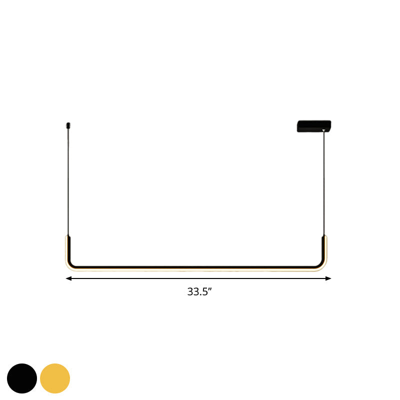 Eenvoudige LED Multi Plafondlamp met Metalen Kap Zwart/Goud Lineaire Hanglamp in Warm/Wit Licht, 35.5"/47" Lang