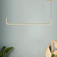 Eenvoudige LED Multi Plafondlamp met Metalen Kap Zwart/Goud Lineaire Hanglamp in Warm/Wit Licht, 35.5"/47" Lang