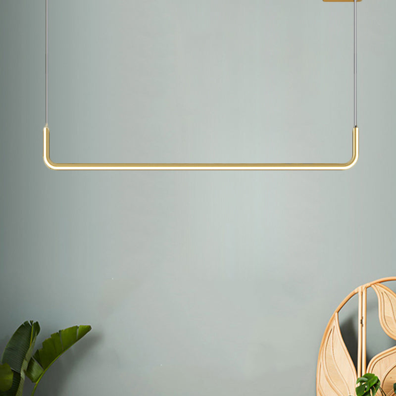 Eenvoudige LED Multi Plafondlamp met Metalen Kap Zwart/Goud Lineaire Hanglamp in Warm/Wit Licht, 35.5"/47" Lang