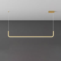 Eenvoudige LED Multi Plafondlamp met Metalen Kap Zwart/Goud Lineaire Hanglamp in Warm/Wit Licht, 35.5"/47" Lang