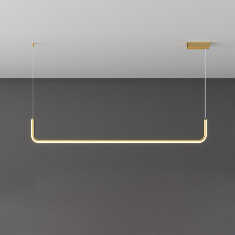Eenvoudige LED Multi Plafondlamp met Metalen Kap Zwart/Goud Lineaire Hanglamp in Warm/Wit Licht, 35.5"/47" Lang