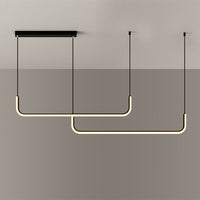 Eenvoudige LED Multi Plafondlamp met Metalen Kap Zwart/Goud Lineaire Hanglamp in Warm/Wit Licht, 35.5"/47" Lang