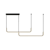 Eenvoudige LED Multi Plafondlamp met Metalen Kap Zwart/Goud Lineaire Hanglamp in Warm/Wit Licht, 35.5"/47" Lang