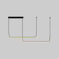 Eenvoudige LED Multi Plafondlamp met Metalen Kap Zwart/Goud Lineaire Hanglamp in Warm/Wit Licht, 35.5"/47" Lang