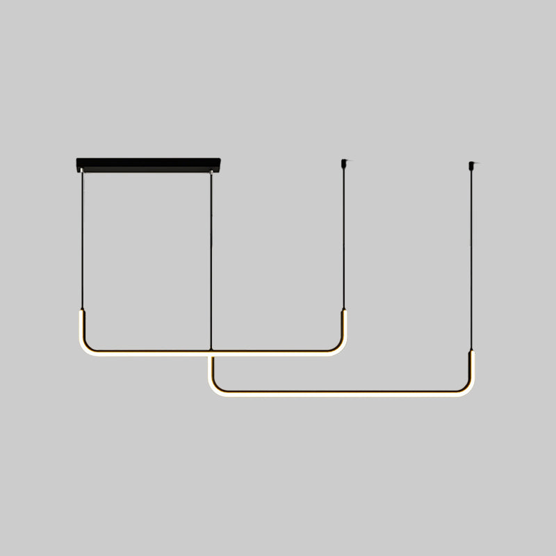 Eenvoudige LED Multi Plafondlamp met Metalen Kap Zwart/Goud Lineaire Hanglamp in Warm/Wit Licht, 35.5"/47" Lang