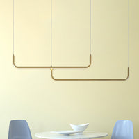 Eenvoudige LED Multi Plafondlamp met Metalen Kap Zwart/Goud Lineaire Hanglamp in Warm/Wit Licht, 35.5"/47" Lang