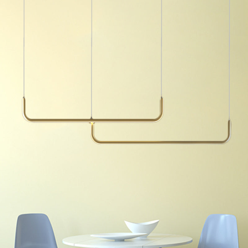 Eenvoudige LED Multi Plafondlamp met Metalen Kap Zwart/Goud Lineaire Hanglamp in Warm/Wit Licht, 35.5"/47" Lang