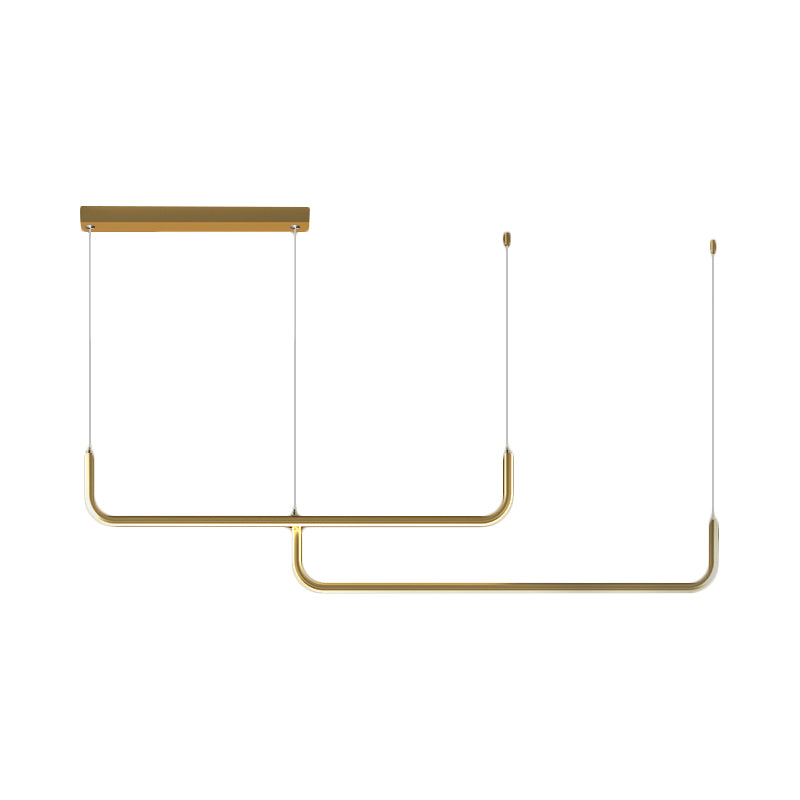 Eenvoudige LED Multi Plafondlamp met Metalen Kap Zwart/Goud Lineaire Hanglamp in Warm/Wit Licht, 35.5"/47" Lang