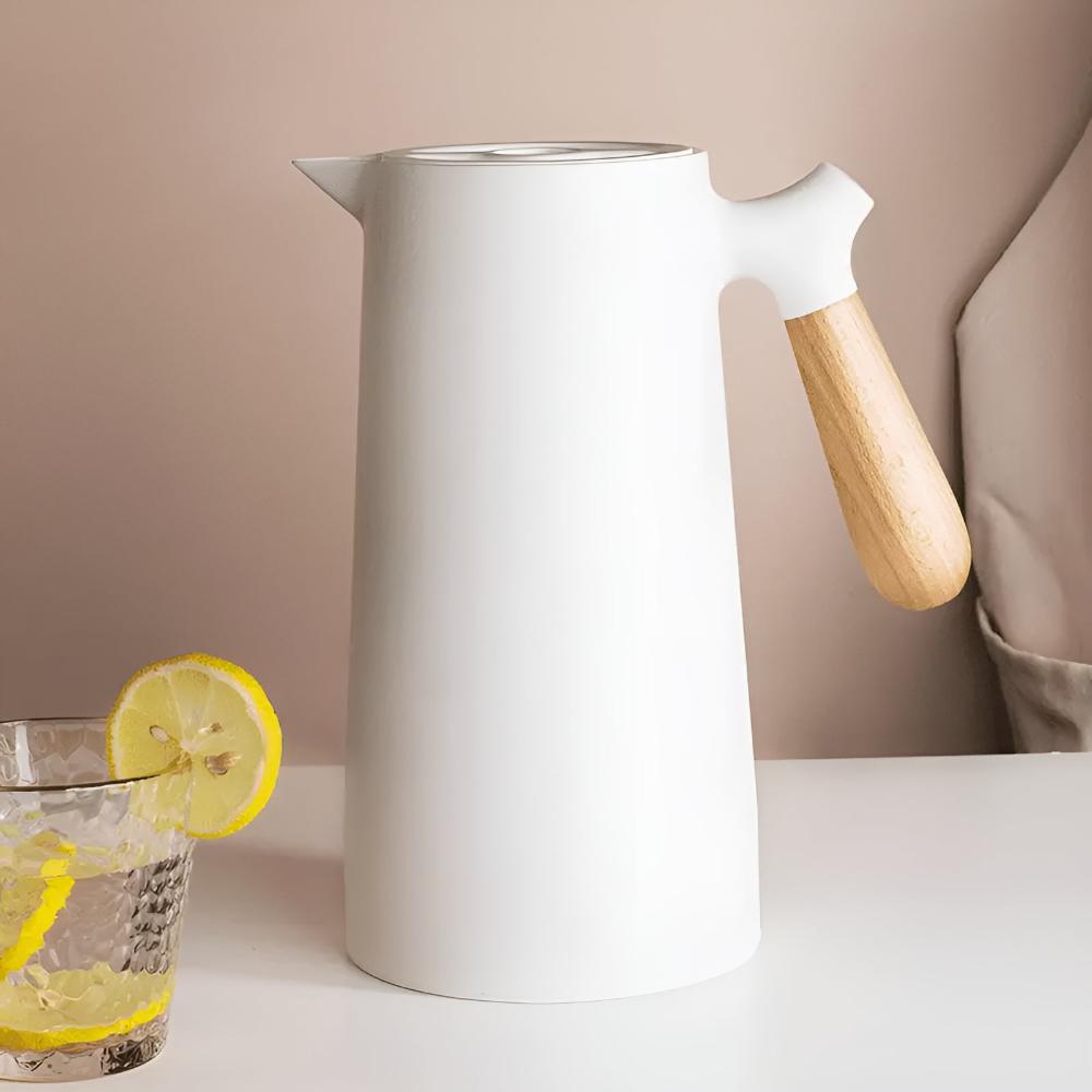 Geïsoleerde Thermoskan met Houten Handvat Koffiepot