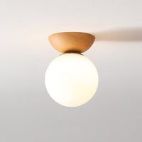 Glazen Bol Plafondlamp | Houtnerf Design
