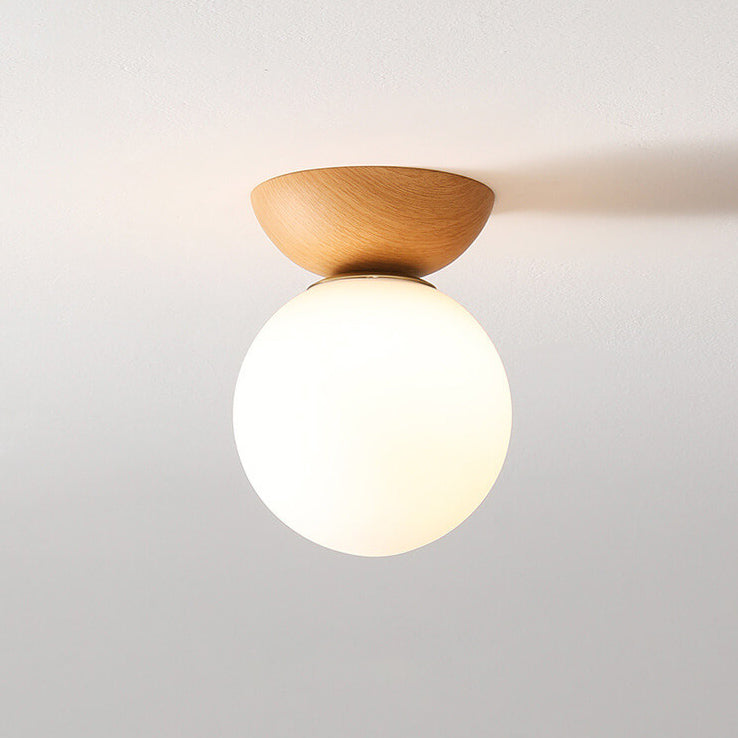 Glazen Bol Plafondlamp | Houtnerf Design