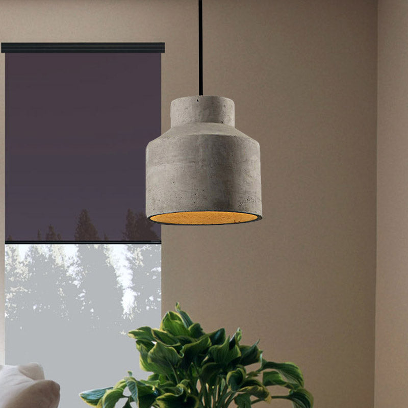 6.5"/8.5"/10.5" Dia Schuur/Cilinder/Dome Cement Hanglamp Industriële 1 Licht Eetkamertafel Plafondlamp met Verstelbare Kabel in Grijs