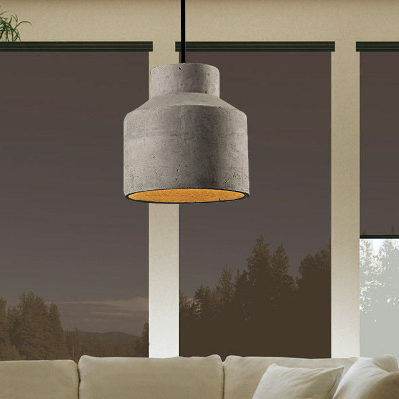 6.5"/8.5"/10.5" Dia Schuur/Cilinder/Dome Cement Hanglamp Industriële 1 Licht Eetkamertafel Plafondlamp met Verstelbare Kabel in Grijs