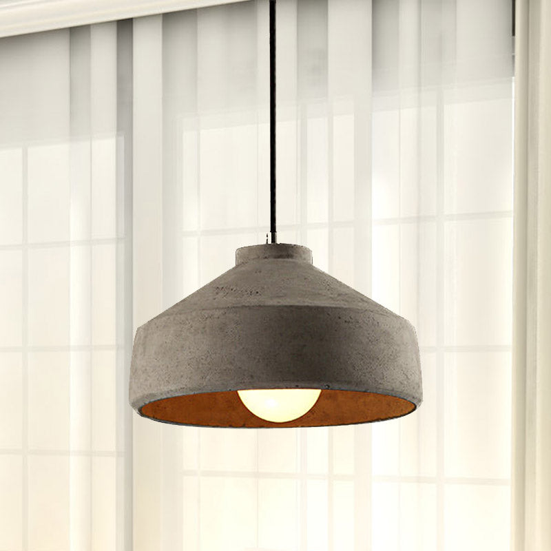6.5"/8.5"/10.5" Dia Schuur/Cilinder/Dome Cement Hanglamp Industriële 1 Licht Eetkamertafel Plafondlamp met Verstelbare Kabel in Grijs