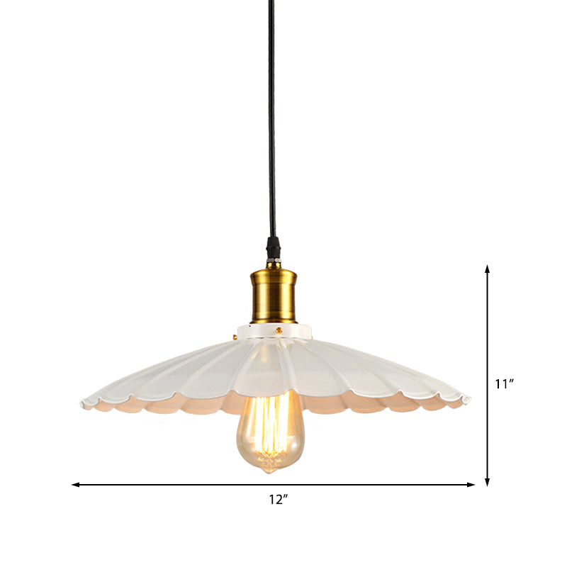 14"/16" Dia Industrieel Scalloped Hanglamp 1 Hoofd Metalen Plafondlamp in Zwart/Wit