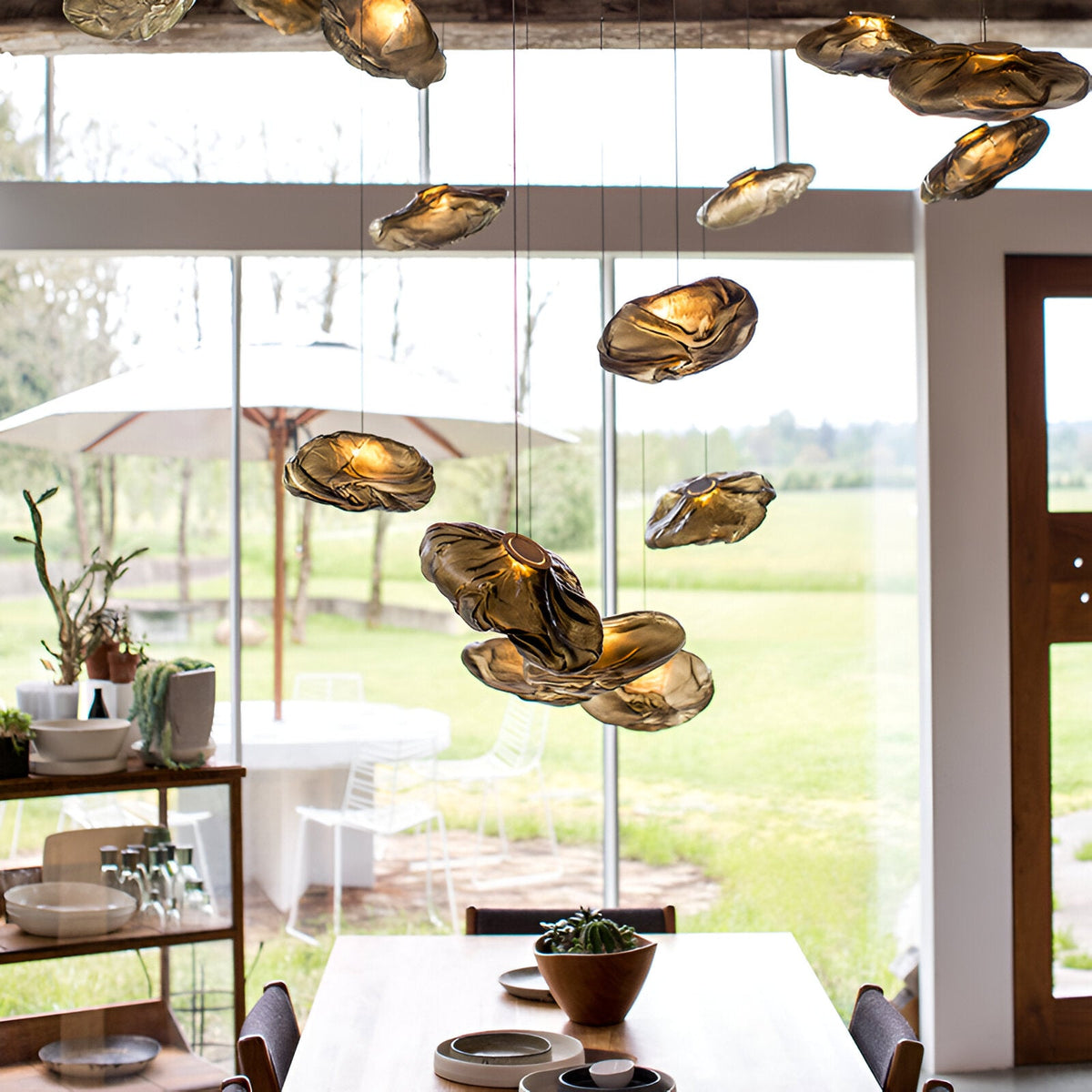 Minimalistische Glazen Hanglamp van Glasvezelwolken