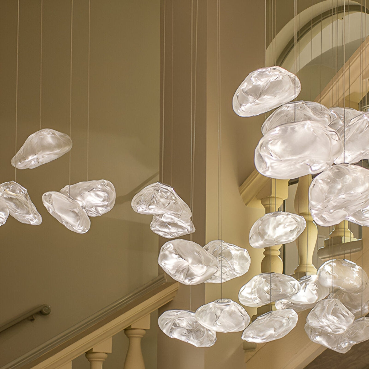 Minimalistische Glazen Hanglamp van Glasvezelwolken