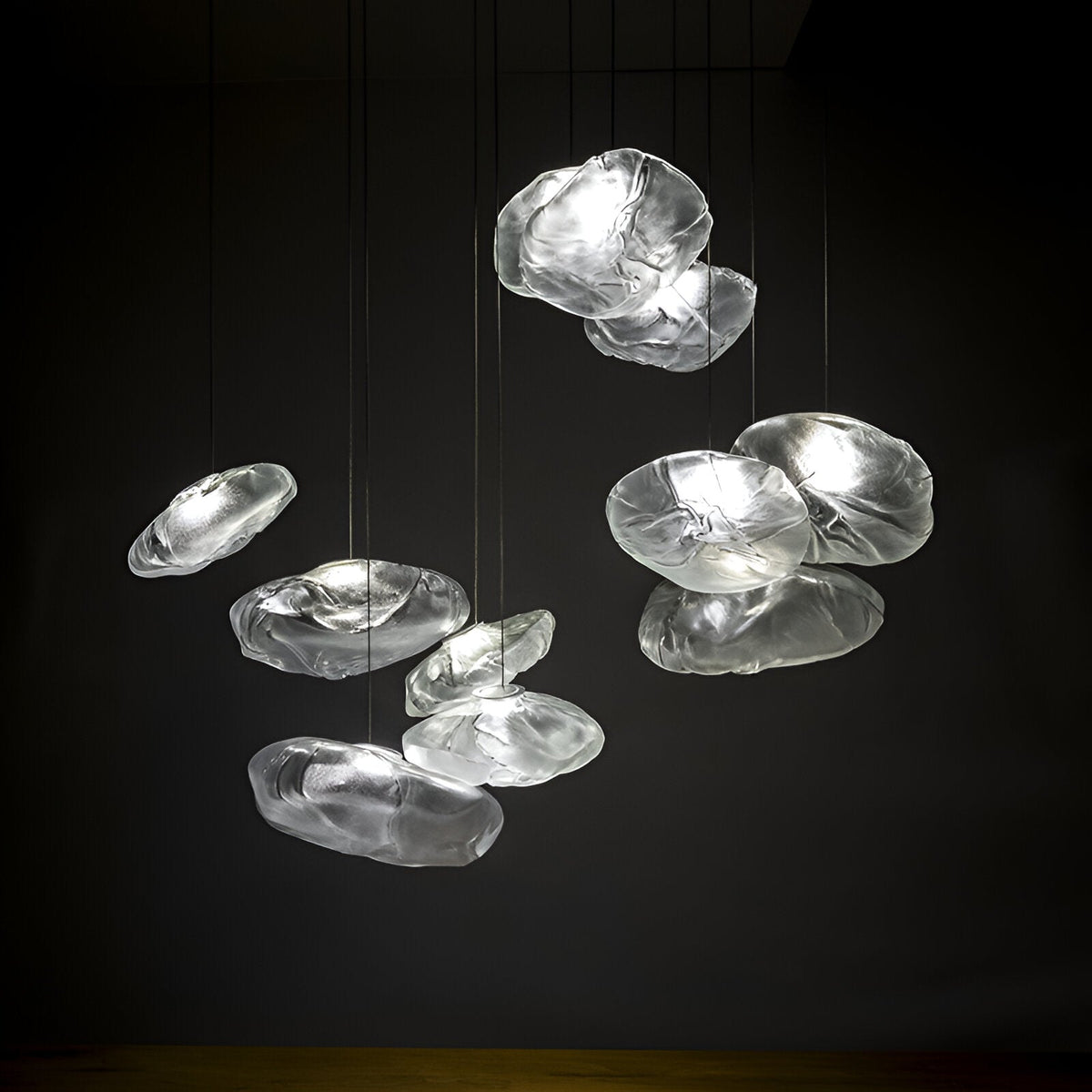 Minimalistische Glazen Hanglamp van Glasvezelwolken