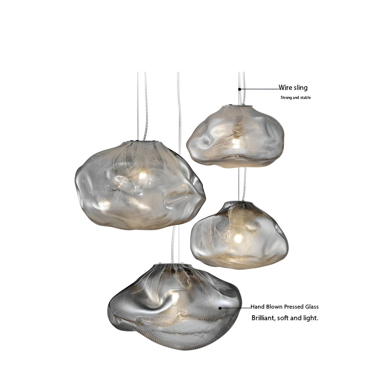 Minimalistische Glazen Hanglamp van Glasvezelwolken