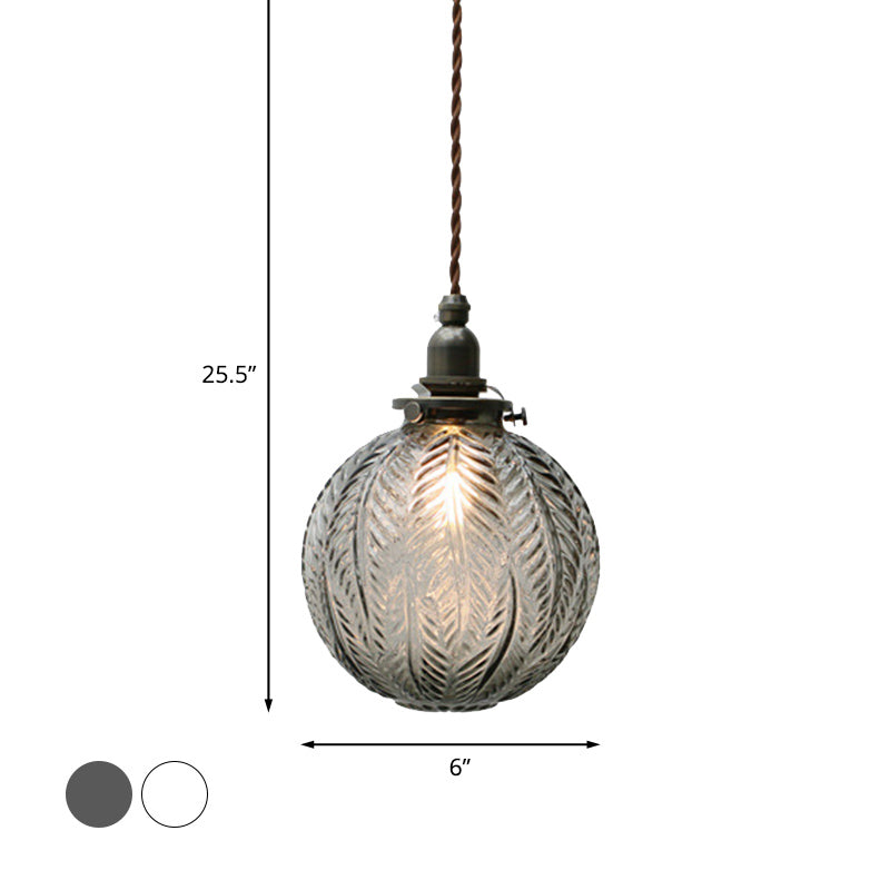 Koloniale Global Hanglamp 1-Lampscherm Helder/Rookgrijs Glas Hanglamp Kit met Verenontwerp