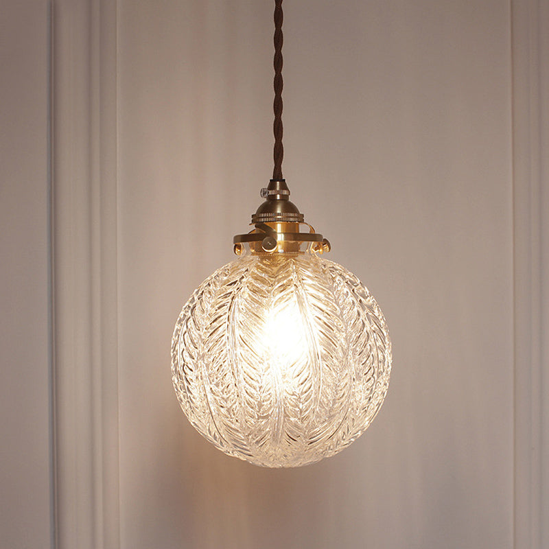 Koloniale Global Hanglamp 1-Lampscherm Helder/Rookgrijs Glas Hanglamp Kit met Verenontwerp