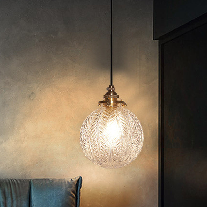 Koloniale Global Hanglamp 1-Lampscherm Helder/Rookgrijs Glas Hanglamp Kit met Verenontwerp