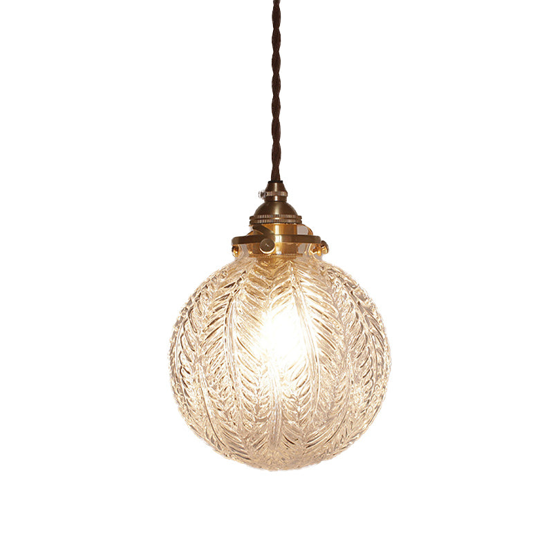 Koloniale Global Hanglamp 1-Lampscherm Helder/Rookgrijs Glas Hanglamp Kit met Verenontwerp