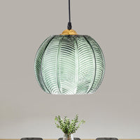 Pompoen Dinette Hanglamp Groene Ribbelglas 1 Kop Retro Stijl Hangende Lichtkit