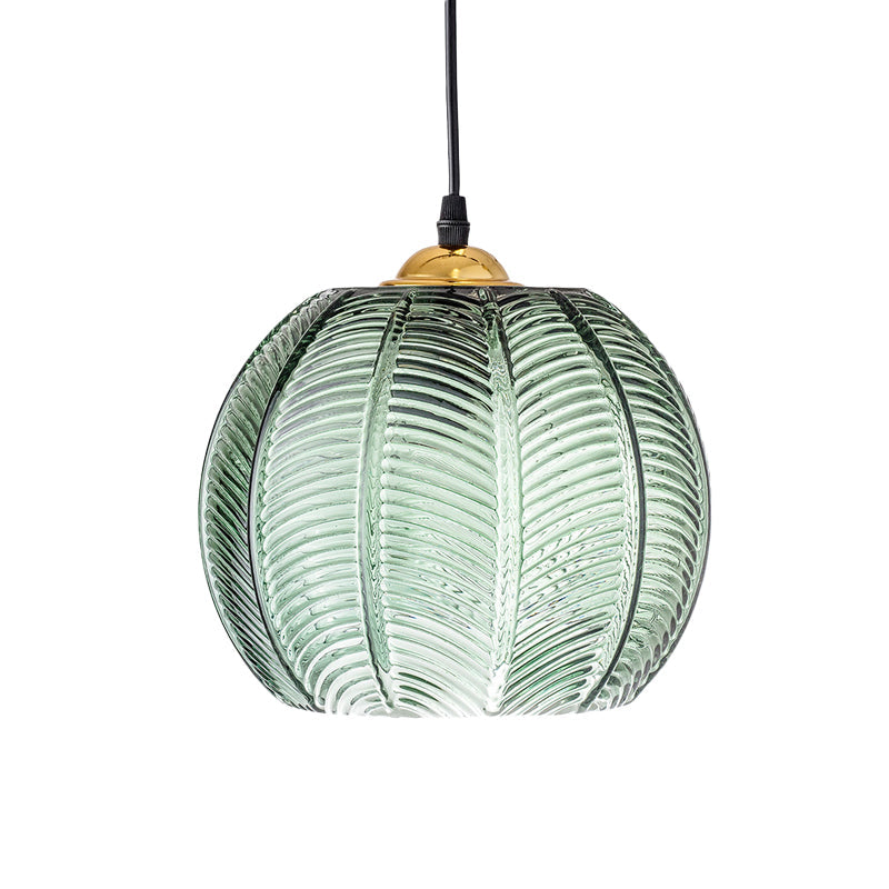 Pompoen Dinette Hanglamp Groene Ribbelglas 1 Kop Retro Stijl Hangende Lichtkit