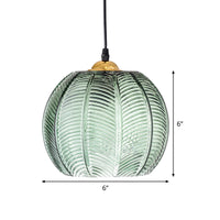 Pompoen Dinette Hanglamp Groene Ribbelglas 1 Kop Retro Stijl Hangende Lichtkit