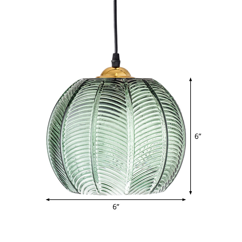 Pompoen Dinette Hanglamp Groene Ribbelglas 1 Kop Retro Stijl Hangende Lichtkit