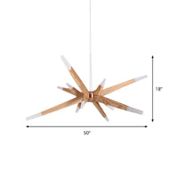 Contemporary Sputnik Kroonluchter Hanglamp 12 Lichten Acryl LED Hangende Plafondlamp met Houten Schaduw