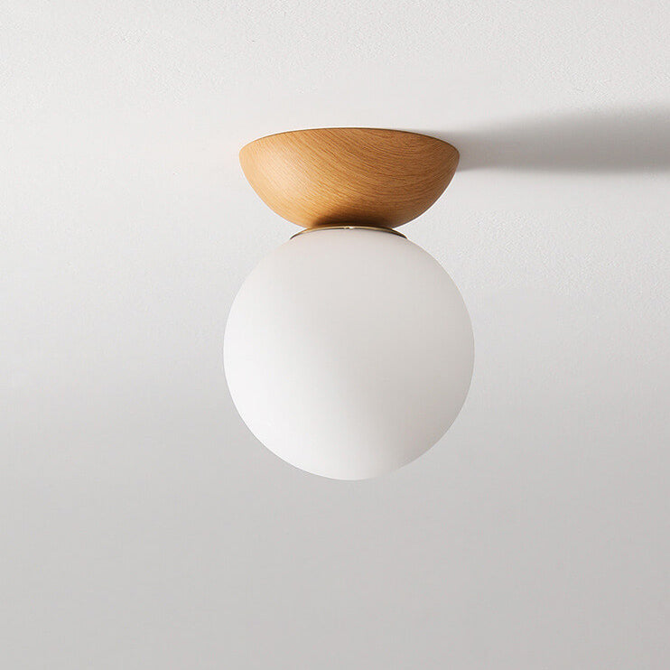 Glazen Bol Plafondlamp | Houtnerf Design