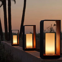 Zwarte Rectangulaire Zonne- Buitenlamp met Frosted Glas