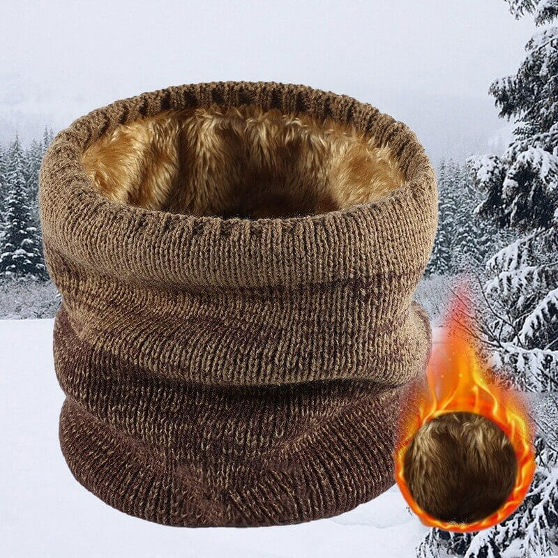 Warme wintersjaal | Gebreide fleece nekwarmer met dik kasjmier