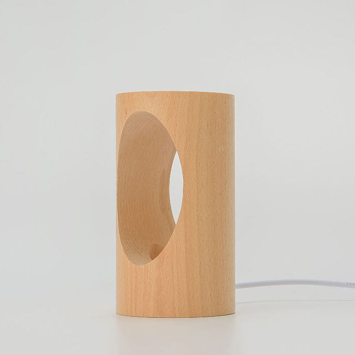 Japanse Massief Houten Rechthoekige Kolom-LED-Nachtlamp USB Tafellamp