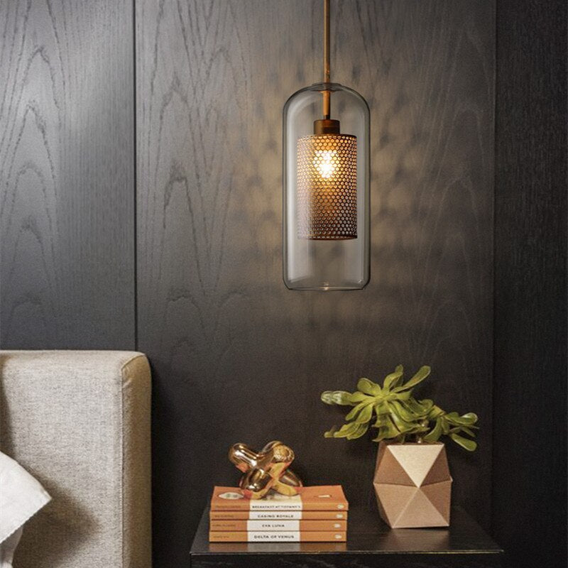 Hessa Hedendaagse Gouden Hanglamp, Glas, Globe/Cilindrisch