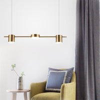 Drum Aluminium Eiland Hanglamp Modern Eenvoudig 3/5-Kops Zwart/Gouden Plafondlamp in Warm/Wit Licht